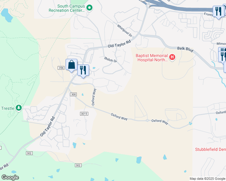 map of restaurants, bars, coffee shops, grocery stores, and more near 4001 Oxford Way in Oxford