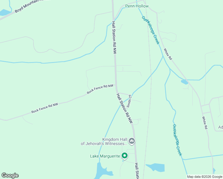 map of restaurants, bars, coffee shops, grocery stores, and more near 1224 Rock Fence Road Northwest in Adairsville