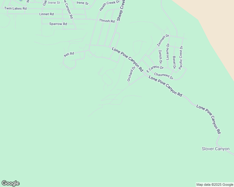 map of restaurants, bars, coffee shops, grocery stores, and more near 2068 Slippery Elm Road in Wrightwood