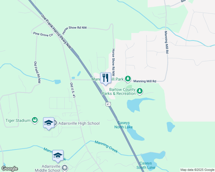 map of restaurants, bars, coffee shops, grocery stores, and more near 5134 Joe Frank Harris Parkway Northwest in Adairsville