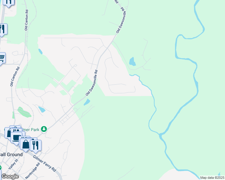map of restaurants, bars, coffee shops, grocery stores, and more near 235 South Mountain Brook Way in Ball Ground