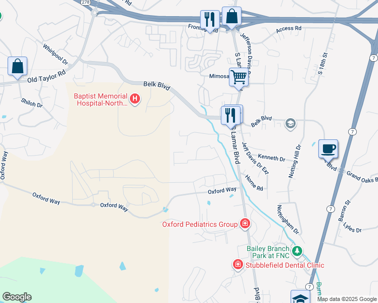 map of restaurants, bars, coffee shops, grocery stores, and more near 901-935 Harlan Drive in Oxford