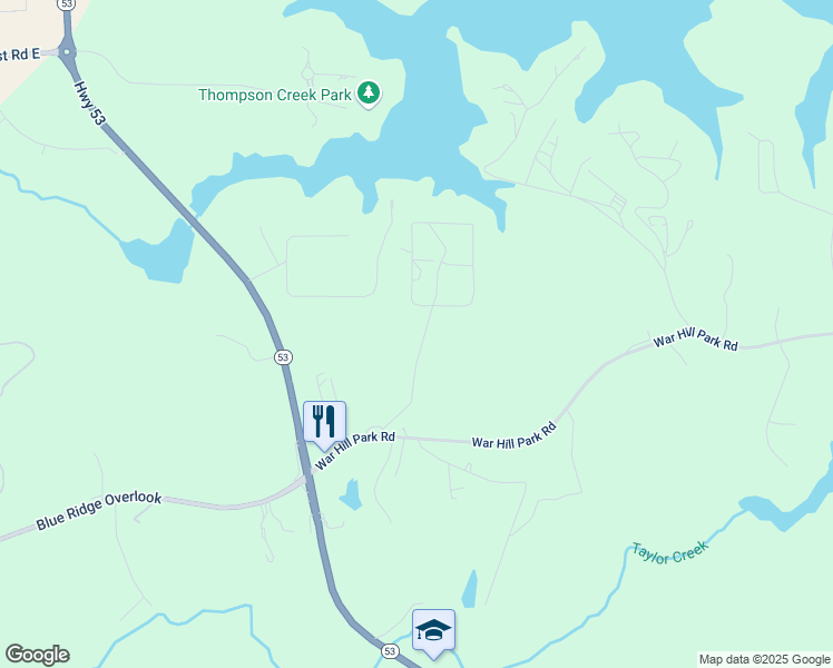 map of restaurants, bars, coffee shops, grocery stores, and more near 249 Dogwood Lane in Dawsonville