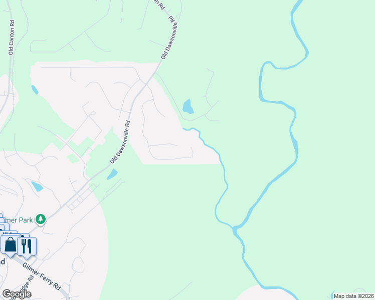 map of restaurants, bars, coffee shops, grocery stores, and more near 270 South Mountain Brook Way in Ball Ground
