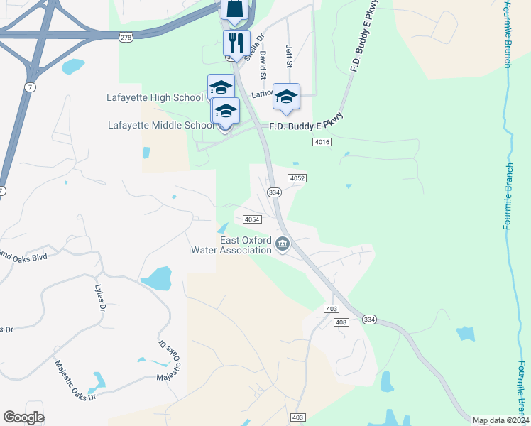 map of restaurants, bars, coffee shops, grocery stores, and more near 206 Ridgeway Cove in Oxford