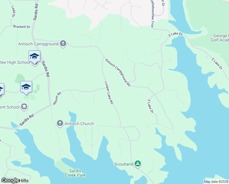 map of restaurants, bars, coffee shops, grocery stores, and more near 3517 Looper Lake Road in Gainesville