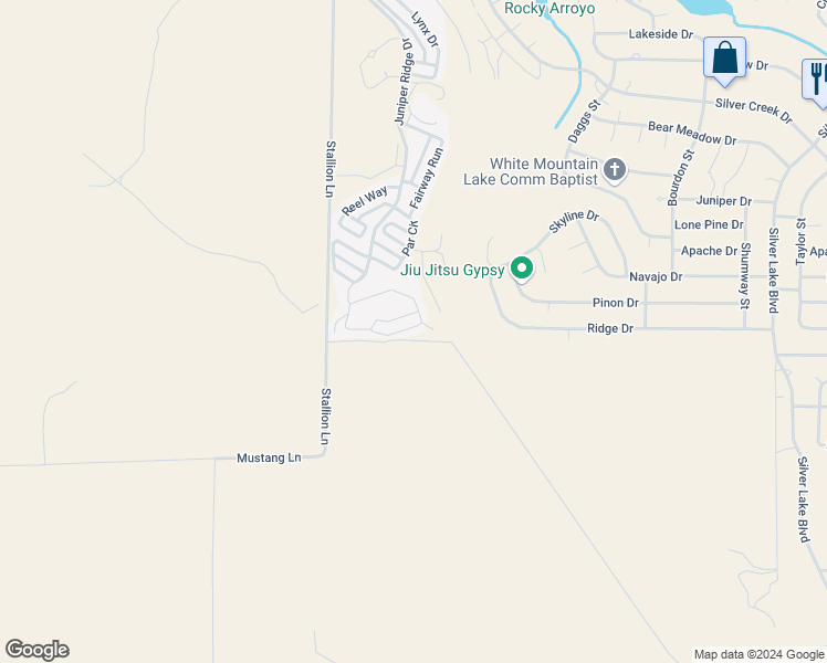 map of restaurants, bars, coffee shops, grocery stores, and more near 8239 Lake Shore Drive in Show Low
