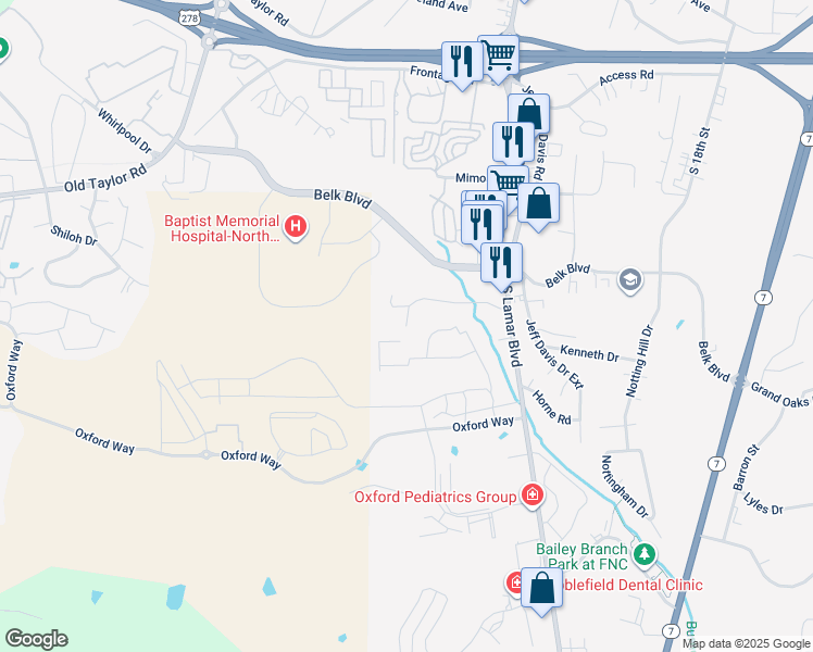 map of restaurants, bars, coffee shops, grocery stores, and more near 901 Harlan Drive in Oxford