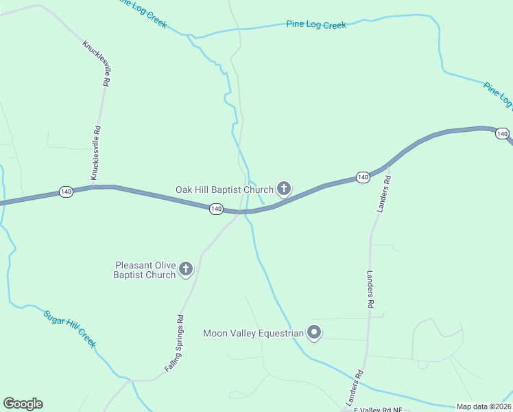 map of restaurants, bars, coffee shops, grocery stores, and more near 3831 Georgia 140 in Rydal