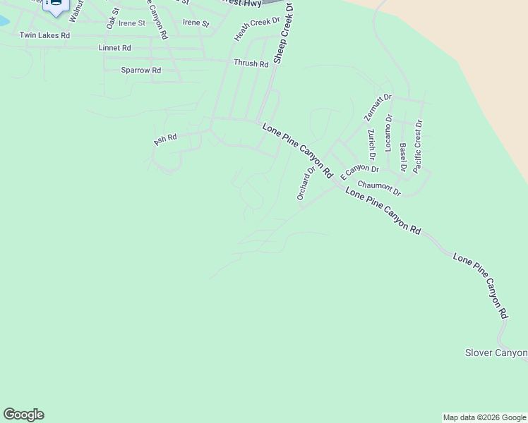 map of restaurants, bars, coffee shops, grocery stores, and more near 5230 Desert View Drive in Wrightwood