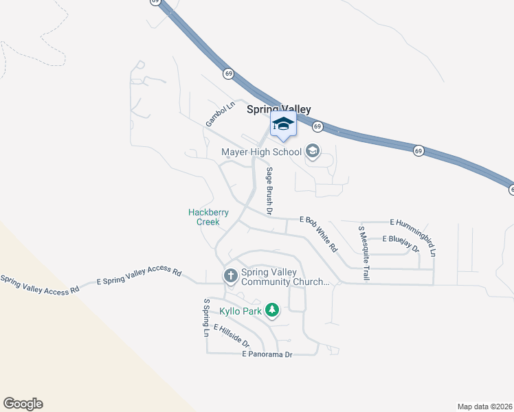 map of restaurants, bars, coffee shops, grocery stores, and more near 17214 East Bob White Road in Mayer