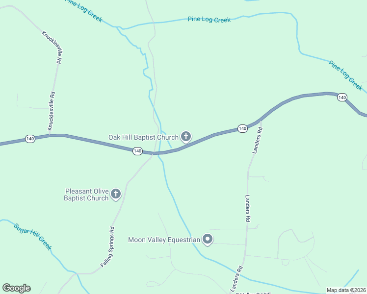 map of restaurants, bars, coffee shops, grocery stores, and more near 3855 Georgia 140 in Rydal