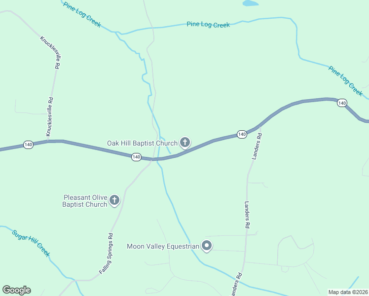 map of restaurants, bars, coffee shops, grocery stores, and more near 3855 Georgia 140 in Rydal