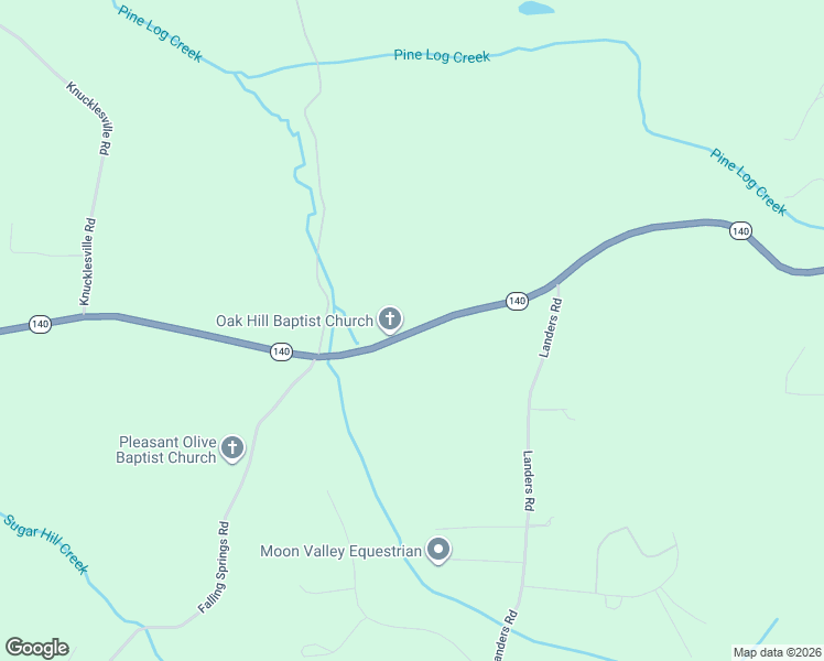 map of restaurants, bars, coffee shops, grocery stores, and more near 3855 Georgia 140 in Rydal