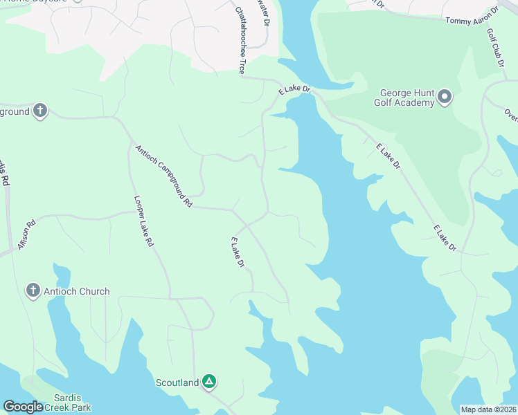 map of restaurants, bars, coffee shops, grocery stores, and more near 1051 East Lake Drive in Gainesville