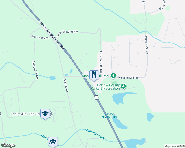 map of restaurants, bars, coffee shops, grocery stores, and more near 5134 Joe Frank Harris Parkway Northwest in Adairsville