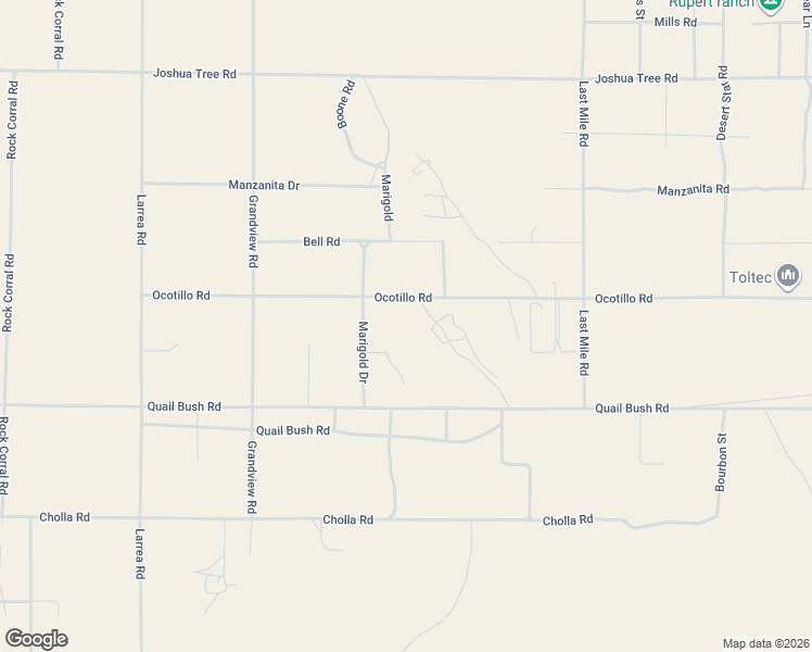 map of restaurants, bars, coffee shops, grocery stores, and more near 50977 Ocotillo Road in Johnson Valley