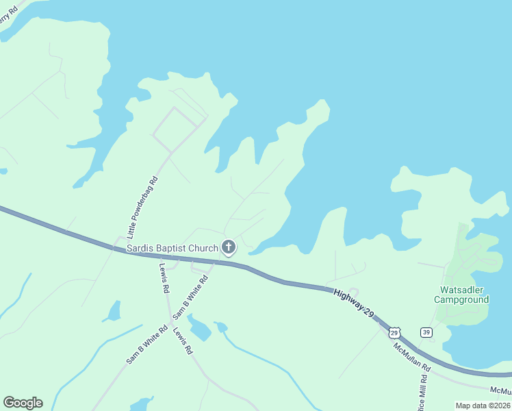 map of restaurants, bars, coffee shops, grocery stores, and more near 423 Good Dam View Road in Hartwell