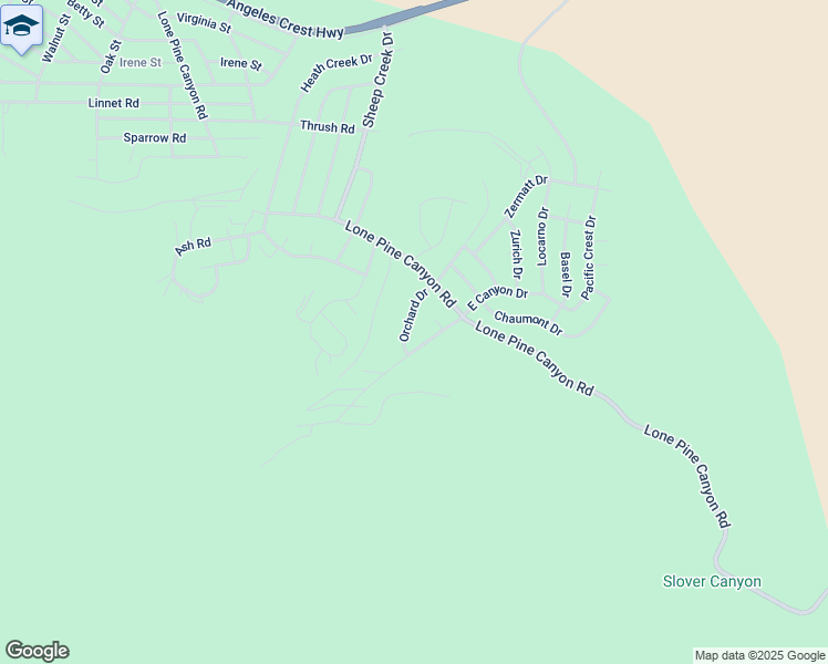map of restaurants, bars, coffee shops, grocery stores, and more near 5291 Orchard Drive in Wrightwood
