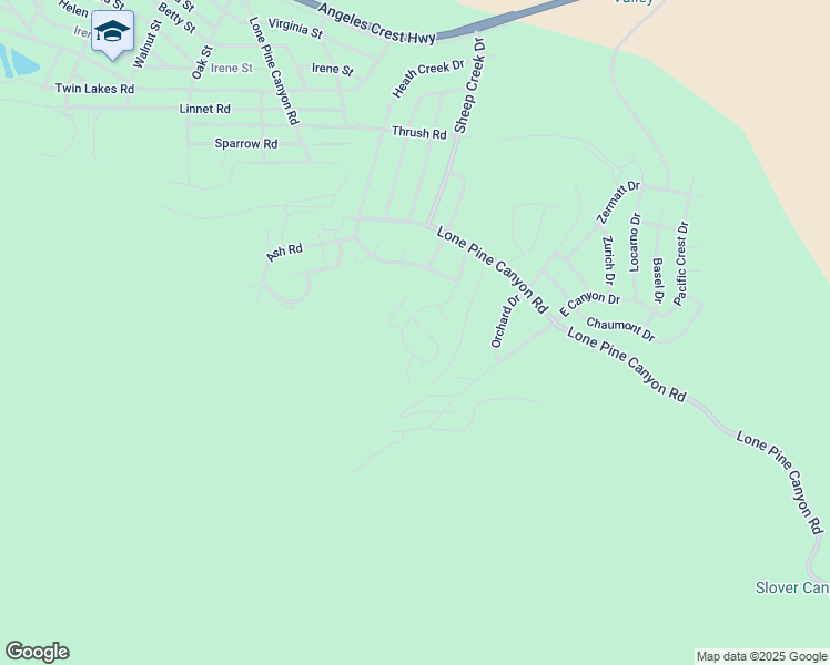 map of restaurants, bars, coffee shops, grocery stores, and more near 5203 Desert View Drive in Wrightwood