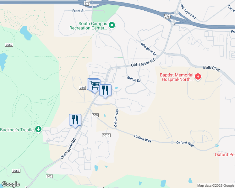 map of restaurants, bars, coffee shops, grocery stores, and more near 2495 Old Taylor Road in Oxford