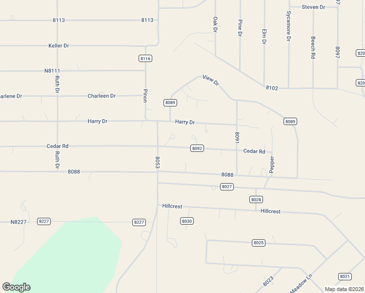 map of restaurants, bars, coffee shops, grocery stores, and more near County Road 8092 in Concho