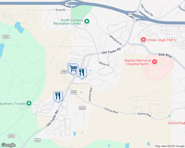 map of restaurants, bars, coffee shops, grocery stores, and more near 2495 Old Taylor Road in Oxford