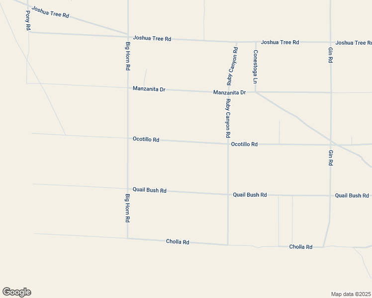 map of restaurants, bars, coffee shops, grocery stores, and more near Ocotillo Road in Johnson Valley