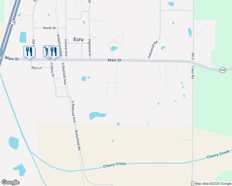 map of restaurants, bars, coffee shops, grocery stores, and more near 265 Cedar Ridge Drive in Ecru