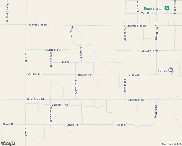 map of restaurants, bars, coffee shops, grocery stores, and more near 50977 Ocotillo Road in Johnson Valley