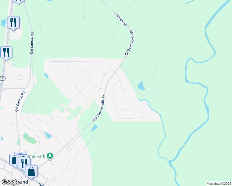 map of restaurants, bars, coffee shops, grocery stores, and more near 211 South Mountain Brook Way in Ball Ground