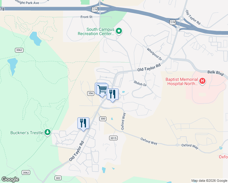 map of restaurants, bars, coffee shops, grocery stores, and more near 112 Old Taylor Road in Oxford
