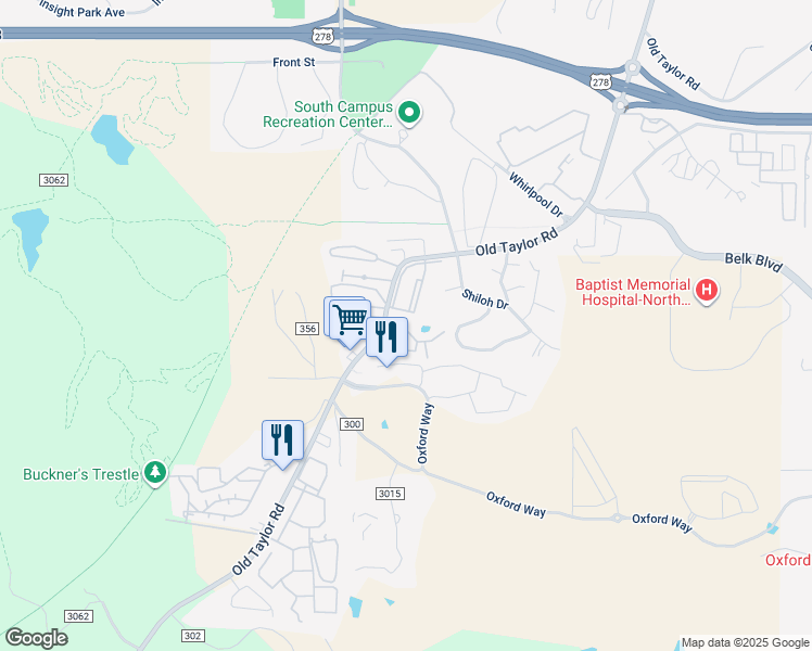 map of restaurants, bars, coffee shops, grocery stores, and more near 2495 Old Taylor Road in Oxford