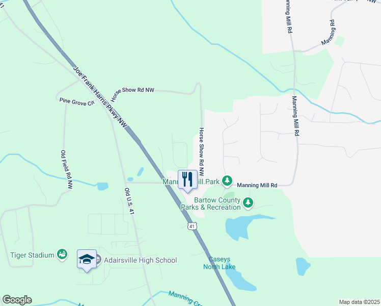 map of restaurants, bars, coffee shops, grocery stores, and more near 156 Village Green Drive Northwest in Adairsville