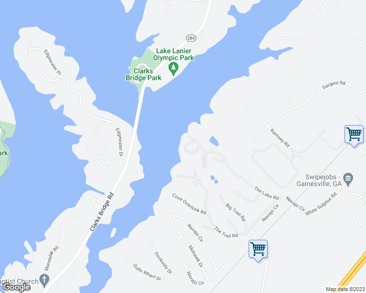map of restaurants, bars, coffee shops, grocery stores, and more near 3216 Lake Road Circle in Gainesville