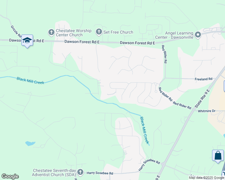 map of restaurants, bars, coffee shops, grocery stores, and more near 234 Ivey Hollow Circle in Dawsonville