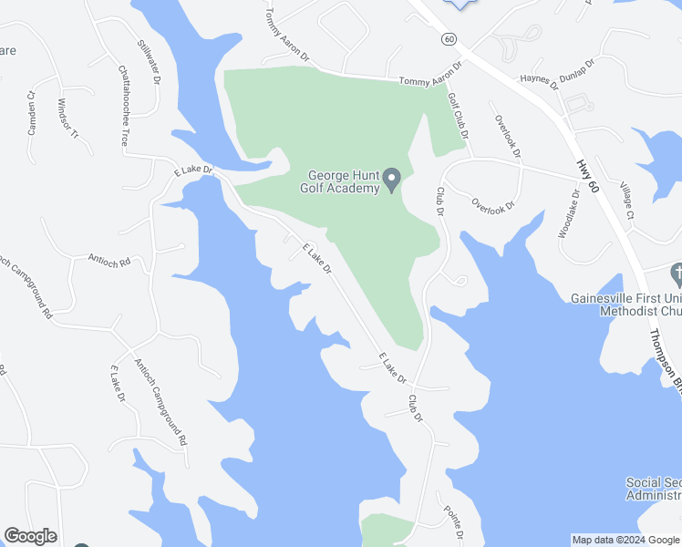 map of restaurants, bars, coffee shops, grocery stores, and more near 512 East Lake Drive in Gainesville