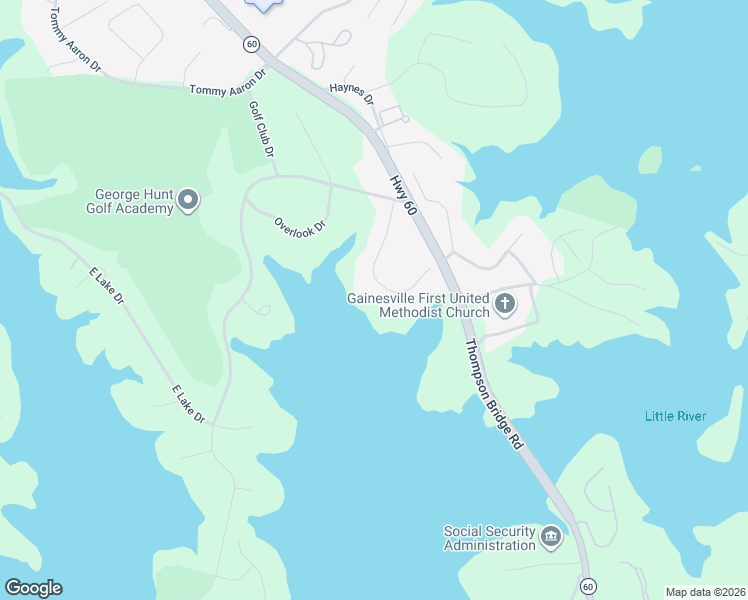 map of restaurants, bars, coffee shops, grocery stores, and more near 123 Woodlake Drive in Gainesville