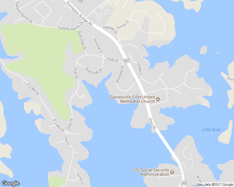 map of restaurants, bars, coffee shops, grocery stores, and more near 123 Woodlake Drive in Gainesville