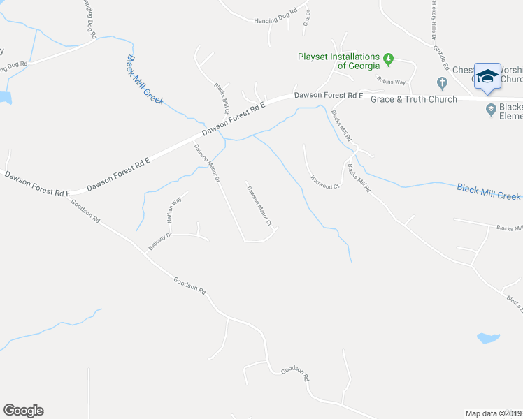 map of restaurants, bars, coffee shops, grocery stores, and more near 199 Dawson Manor Court in Dawsonville