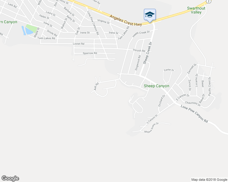 map of restaurants, bars, coffee shops, grocery stores, and more near 5375 Shirley J Lane in Wrightwood