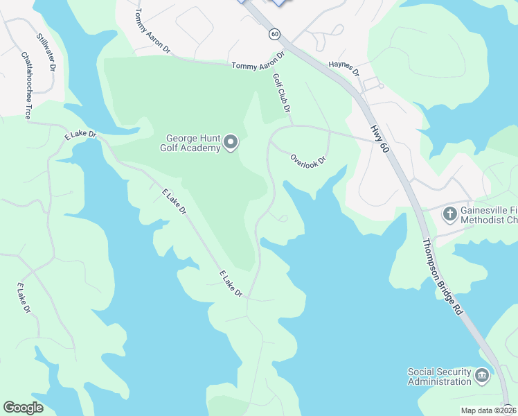 map of restaurants, bars, coffee shops, grocery stores, and more near 326 Club Drive in Gainesville