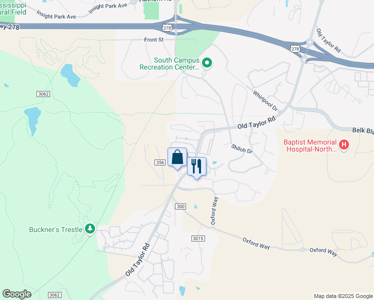 map of restaurants, bars, coffee shops, grocery stores, and more near 111 County Road 3088 in Oxford