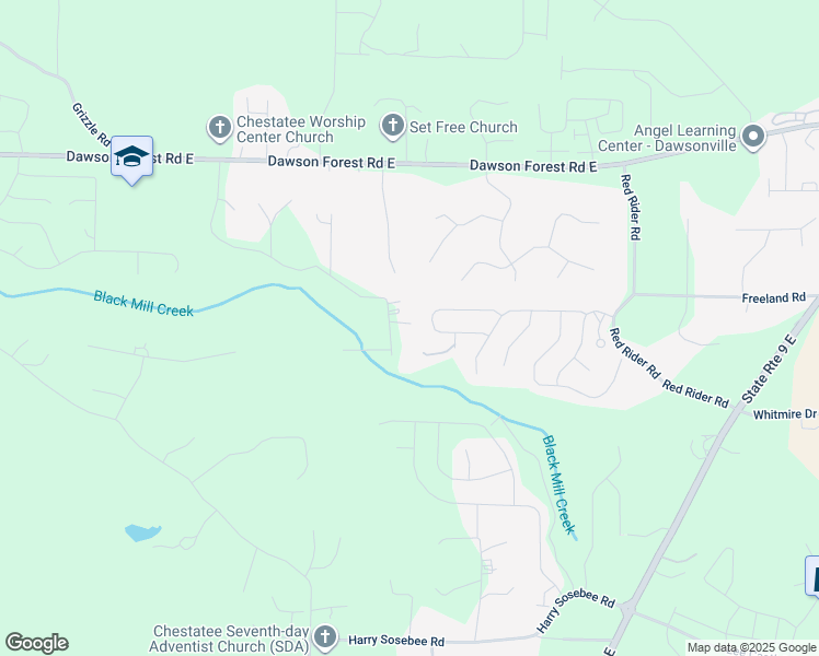 map of restaurants, bars, coffee shops, grocery stores, and more near 39 Pinebridge Drive in Dawsonville