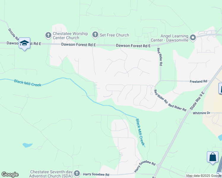 map of restaurants, bars, coffee shops, grocery stores, and more near 253 Ivey Hollow Circle in Dawsonville