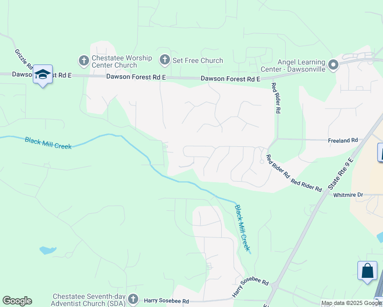 map of restaurants, bars, coffee shops, grocery stores, and more near 253 Ivey Hollow Circle in Dawsonville