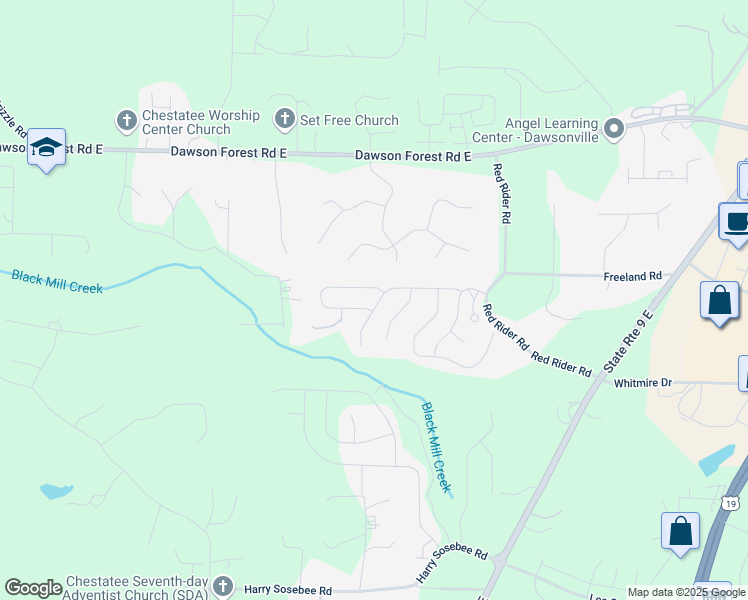map of restaurants, bars, coffee shops, grocery stores, and more near 200 Thimbleberry Drive in Dawsonville