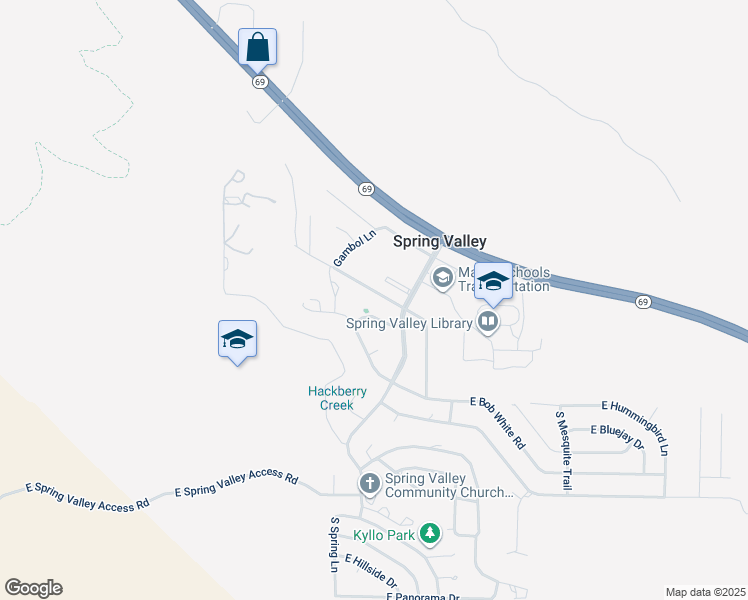 map of restaurants, bars, coffee shops, grocery stores, and more near 17125 E Roadrunner Rd in Mayer