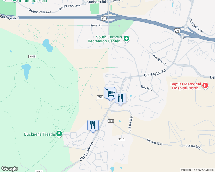 map of restaurants, bars, coffee shops, grocery stores, and more near 129 County Road 3088 in Oxford