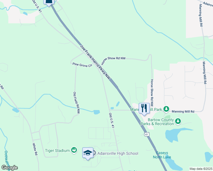 map of restaurants, bars, coffee shops, grocery stores, and more near 5268 Joe Frank Harris Parkway Northwest in Adairsville